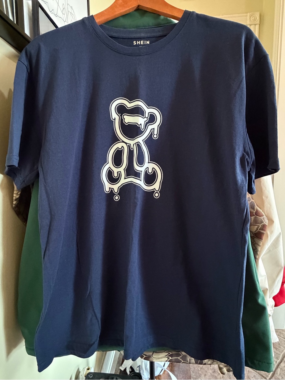 SHEIN Black Drip Teddy Graphic Tee Men’s XL
